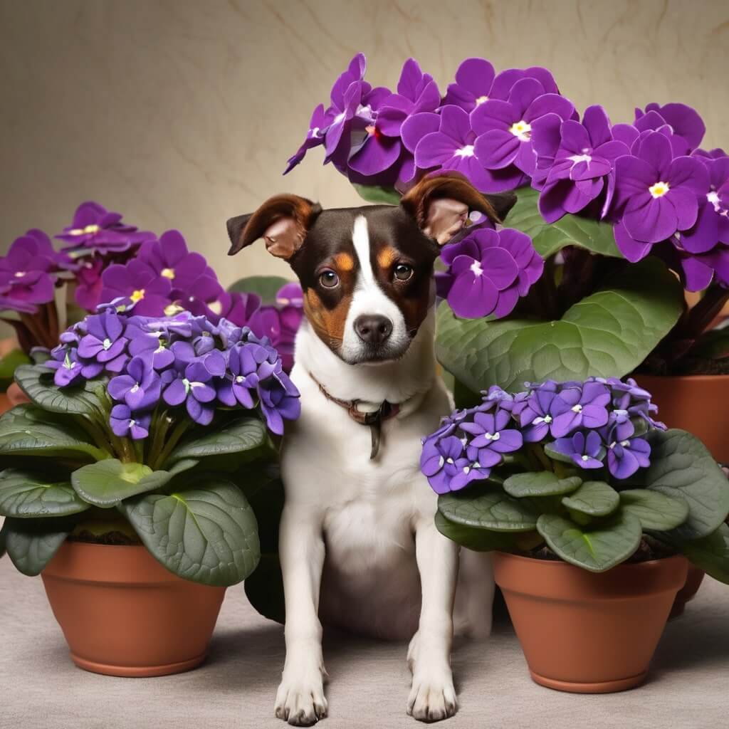 Safe Alternatives to Air Plants for Dog Owners, african violet plant with dog
